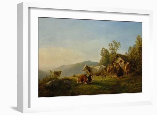 Dairymaids with cows, 1867-Anders Askevold-Framed Giclee Print