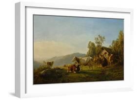 Dairymaids with cows, 1867-Anders Askevold-Framed Giclee Print