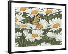 Daisies and Butterfly-William Vanderdasson-Framed Giclee Print