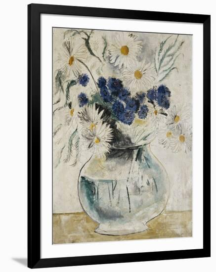 Daisies and Cornflowers in a Glass Bowl, 1927-Christopher Wood-Framed Giclee Print