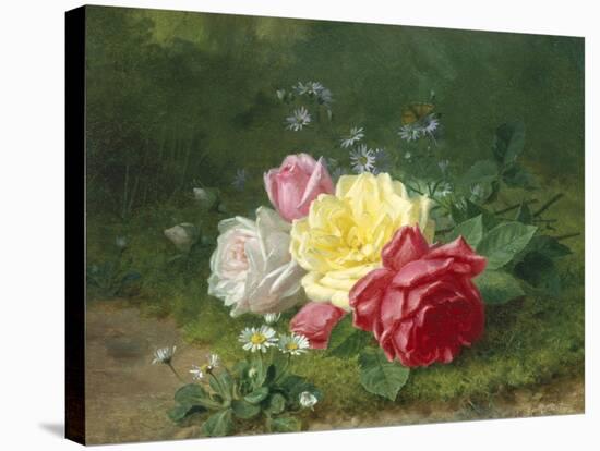 Daisies and Roses-Jules Medard-Stretched Canvas