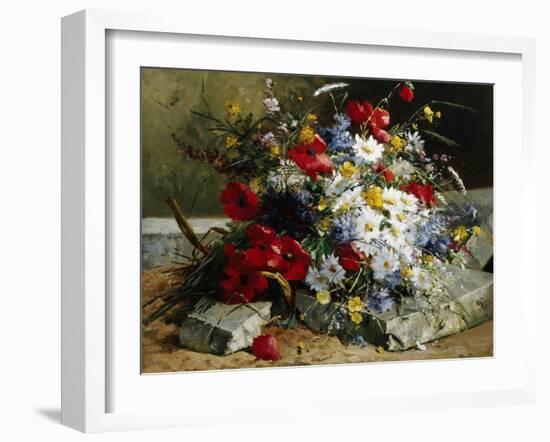 Daisies, Cornflowers and Poppies-Eugene Henri Cauchois-Framed Premium Photographic Print
