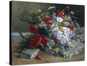 Daisies, Cornflowers Anf Poppies-Eugene Henri Cauchois-Stretched Canvas