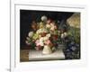 Daisies, Hydrangea, Poppies, Carnations and other Flowers in a Vase-Joseph Steiner-Framed Giclee Print