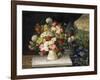 Daisies, Hydrangea, Poppies, Carnations and other Flowers in a Vase-Joseph Steiner-Framed Giclee Print