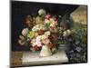 Daisies, Hydrangea, Poppies, Carnations and other Flowers in a Vase-Joseph Steiner-Mounted Giclee Print