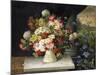 Daisies, Hydrangea, Poppies, Carnations and other Flowers in a Vase-Joseph Steiner-Mounted Giclee Print