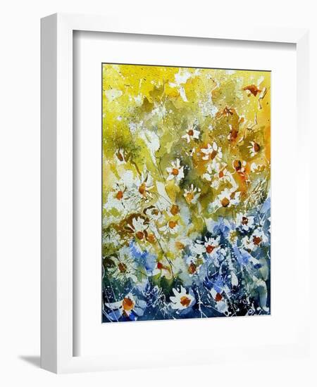 Daisies Watercolor-Pol Ledent-Framed Art Print