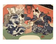 Singing Kimono Cats with Shamisen-Daisuke Yamashina-Art Print