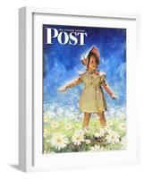 "Daisy Among Daisies," Saturday Evening Post Cover, August 21, 1943-Douglas Crockwell-Framed Giclee Print