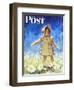 "Daisy Among Daisies," Saturday Evening Post Cover, August 21, 1943-Douglas Crockwell-Framed Premium Giclee Print