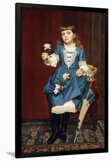 Daisy Mccomb Holding a Pink Rose, 1888-John George Brown-Framed Giclee Print