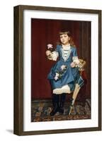 Daisy Mccomb Holding a Pink Rose, 1888-John George Brown-Framed Giclee Print