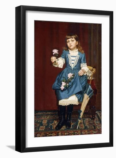 Daisy Mccomb Holding a Pink Rose, 1888-John George Brown-Framed Giclee Print