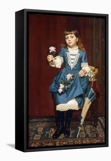 Daisy Mccomb Holding a Pink Rose, 1888-John George Brown-Framed Stretched Canvas