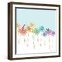 DaisyRainbow    flowers, hummingbird, floral-Robbin Rawlings-Framed Art Print