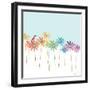 DaisyRainbow    flowers, hummingbird, floral-Robbin Rawlings-Framed Art Print