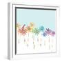 DaisyRainbow    flowers, hummingbird, floral-Robbin Rawlings-Framed Art Print