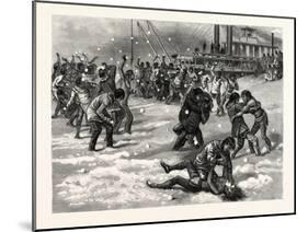 Dakota: a Snowball Battle Between Indian Boys on the Banks of the Red River of the North-null-Mounted Giclee Print