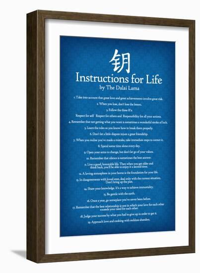 Dalai Lama Instructions For Life Blue Art-null-Framed Art Print