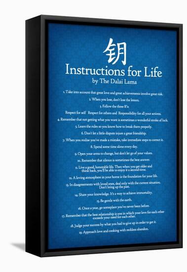 Dalai Lama Instructions For Life Blue Motivational Poster-null-Framed Stretched Canvas