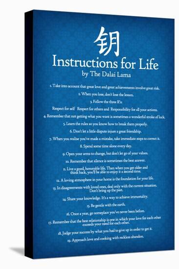 Dalai Lama Instructions For Life Blue Motivational Poster-null-Stretched Canvas