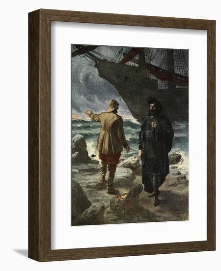 Daland looked at the stranger keenly, from 'The Stories of Wagner's Operas' by J. Walker McSpadden-Ferdinand Leeke-Framed Giclee Print