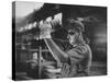 Dale Clover Skilled Steel Worker at Allegheny Ludlum Mill Uses Handled Test Spoon to Sample Steel-Peter Stackpole-Stretched Canvas