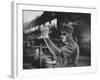 Dale Clover Skilled Steel Worker at Allegheny Ludlum Mill Uses Handled Test Spoon to Sample Steel-Peter Stackpole-Framed Photographic Print