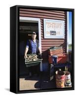 Dale Marchland Selling Malpeque Oysters, Malpeque, Prince Edward Island, Canada-Alison Wright-Framed Stretched Canvas