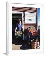 Dale Marchland Selling Malpeque Oysters, Malpeque, Prince Edward Island, Canada-Alison Wright-Framed Photographic Print