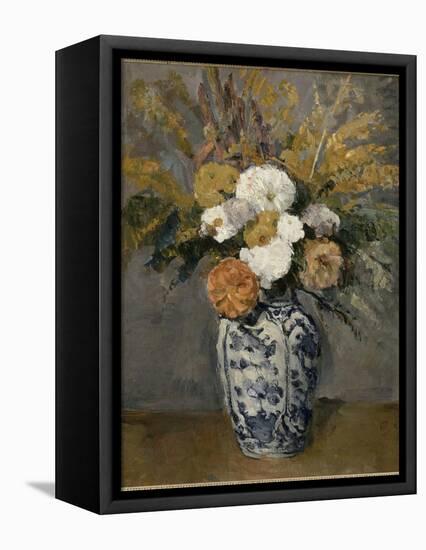 Dalhias-Paul Cézanne-Framed Stretched Canvas