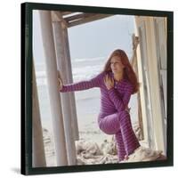 Dalida Posing on a Beach-Therese Begoin-Stretched Canvas