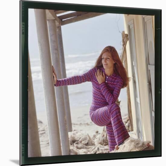 Dalida Posing on a Beach-Therese Begoin-Mounted Photographic Print