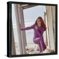 Dalida Posing on a Beach-Therese Begoin-Stretched Canvas