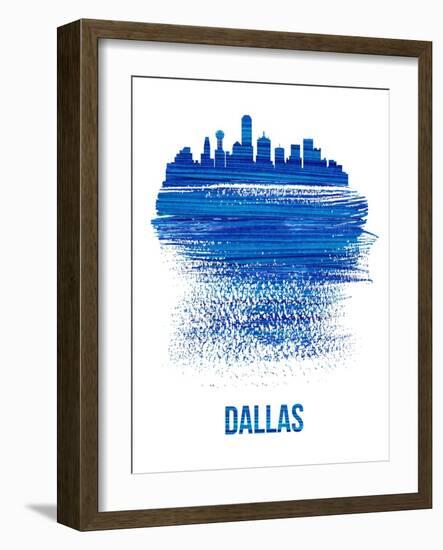 Dallas Brush Stroke Skyline - Blue-NaxArt-Framed Art Print