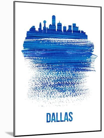 Dallas Brush Stroke Skyline - Blue-NaxArt-Mounted Art Print