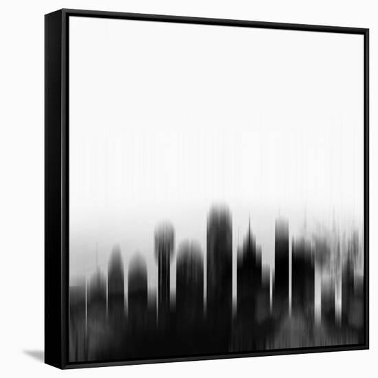 Dallas City Skyline - Black-NaxArt-Framed Stretched Canvas