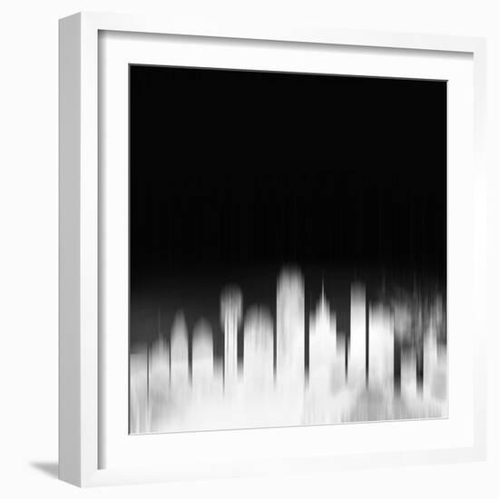 Dallas City Skyline - White-NaxArt-Framed Art Print
