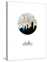 Dallas Map Skyline-Paperfinch 0-Stretched Canvas