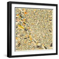 Dallas Map-Jazzberry Blue-Framed Art Print