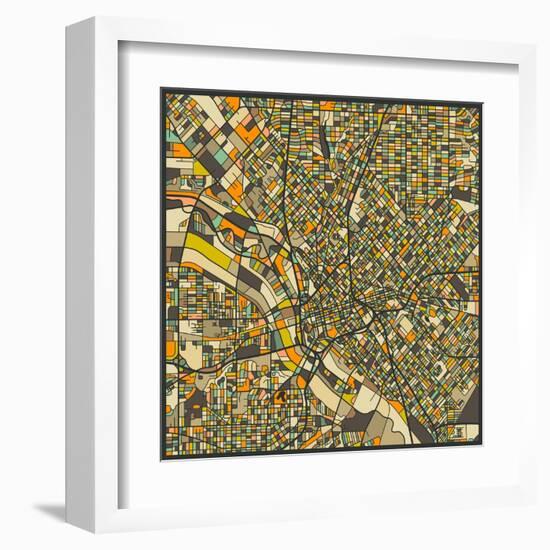 Dallas Map-Jazzberry Blue-Framed Art Print