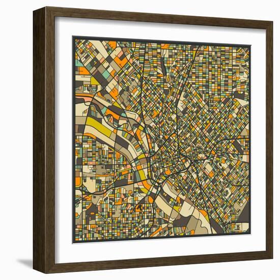 Dallas Map-Jazzberry Blue-Framed Art Print