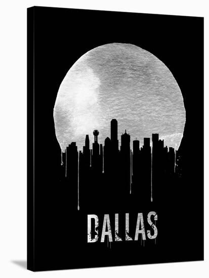 Dallas Skyline Black-null-Stretched Canvas