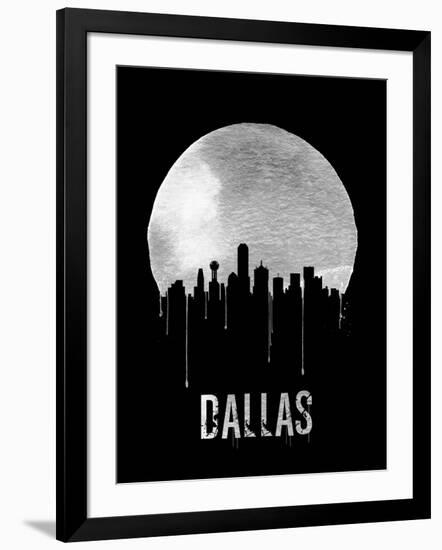 Dallas Skyline Black-null-Framed Art Print