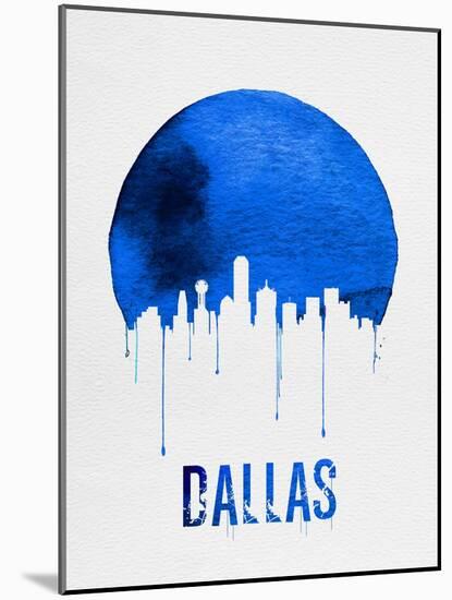 Dallas Skyline Blue-null-Mounted Art Print