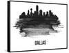 Dallas Skyline Brush Stroke - Black II-NaxArt-Framed Stretched Canvas