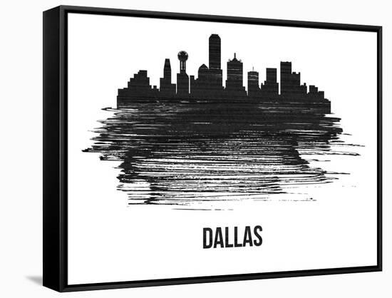 Dallas Skyline Brush Stroke - Black II-NaxArt-Framed Stretched Canvas