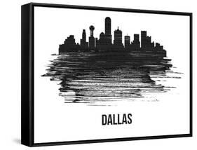 Dallas Skyline Brush Stroke - Black II-NaxArt-Framed Stretched Canvas