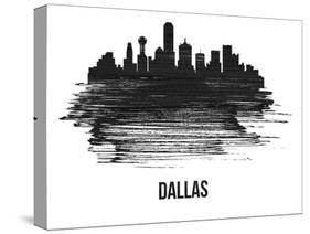 Dallas Skyline Brush Stroke - Black II-NaxArt-Stretched Canvas